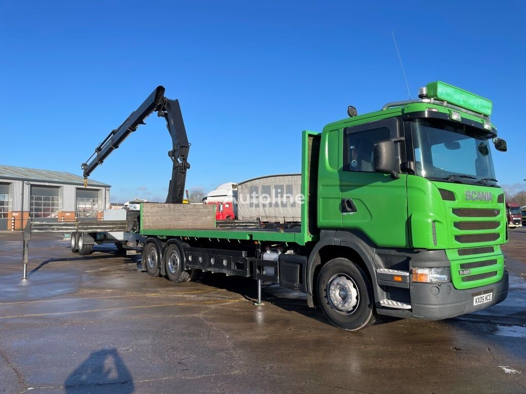 Bortinis sunkvežimio Scania R420 6X4 DRAWBAR OUTFIT FLATBED CRANE