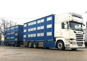 SCANIA R580 V8 box and trailer PEZZAIOLI -New Price + priekaba gyvuliams vezti