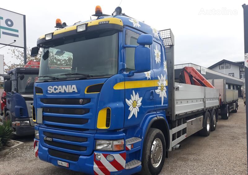 bortinis sunkvežimis Scania G 480 KRAN  10,20m+Remarke + bortinė priekaba